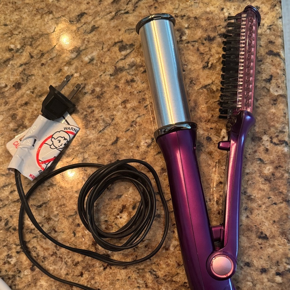 Purple 2-in-1 Curling Iron and Brush Styler